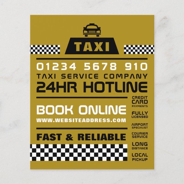Trendy & Modern, Taxi Cab Firm with Price List Flyer (Front)