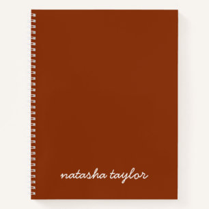 Trendy Modern Terracotta Script Monogram Name Notebook
