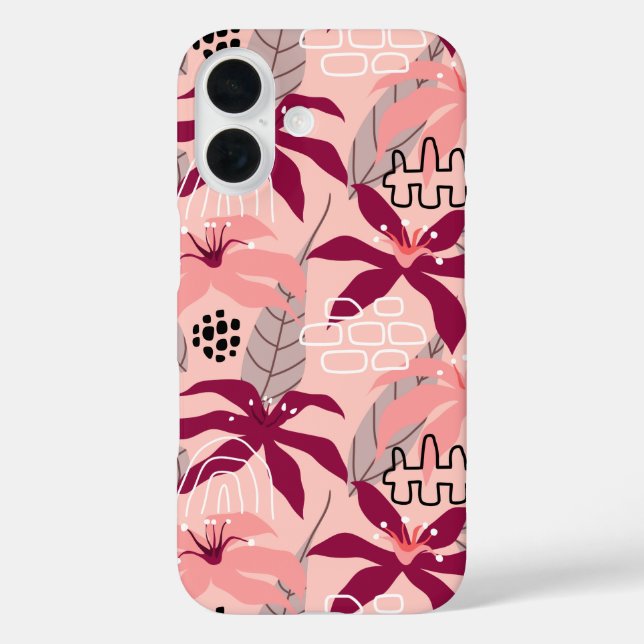 Trendy Modern Tropical Floral Pattern Case-Mate iPhone Case (Back)