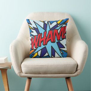 Trendy  Modern Typographic Comic Book Cushion