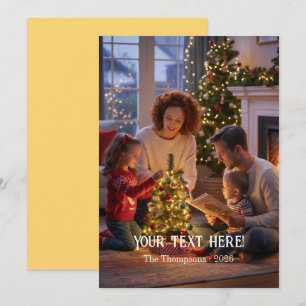 Trendy Modern Typography Family Christmas Photo Holiday Card