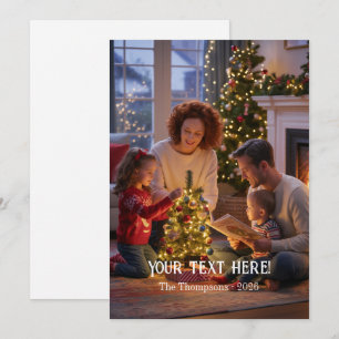 Trendy Modern Typography Family Christmas Photo Holiday Card