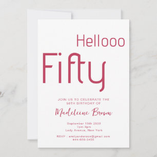 Trendy Modern Typography Magenta 50th Birthday Invitation