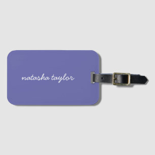 Trendy Modern Very Peri Purple Script Monogram Luggage Tag