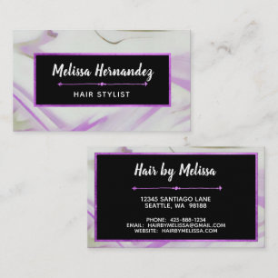 Trendy Modern Violet Purple Marble Hand Lettered Business Card