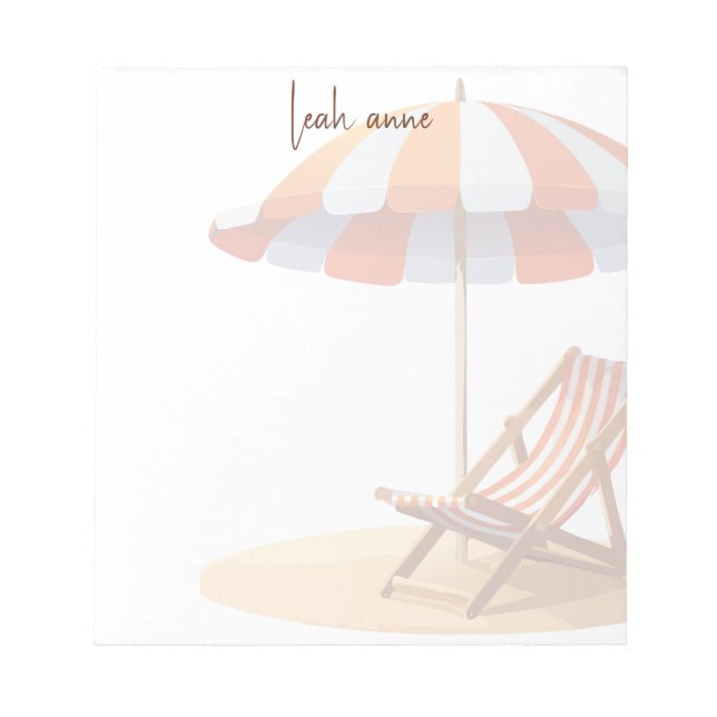 Trendy Modern Watercolor Beach Summer Coastal  Notepad (Front)