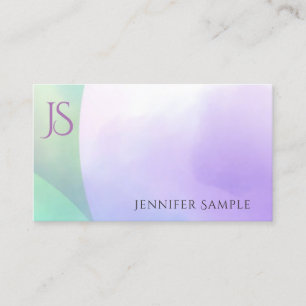 Trendy Modern Watercolor Monogram Simple Template Business Card