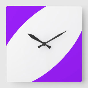 Trendy Modern White Bright Purple Abstract Curves Square Wall Clock