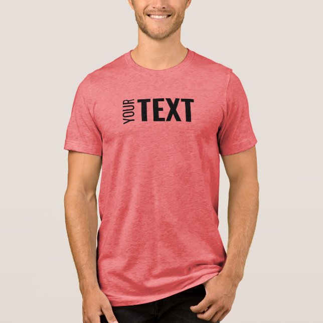 Trendy Modern Your Text Name Custom Mens Red Tri-Blend Shirt (Front)