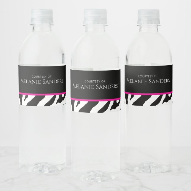 Trendy Modern Zebra bottle label with QR code (Bottles)
