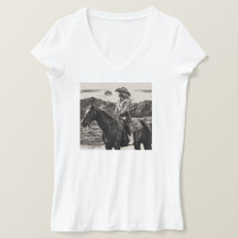 Trendy Monochrome Cowgirl White Slim Fit tee