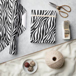 Trendy Monochrome Zebra Stripe Wrapping Paper