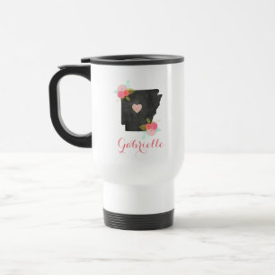 Trendy Monogram Arkansas State Moveable Heart City Travel Mug