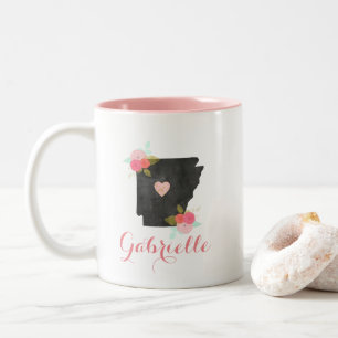 Trendy Monogram Arkansas State Moveable Heart City Two-Tone Coffee Mug