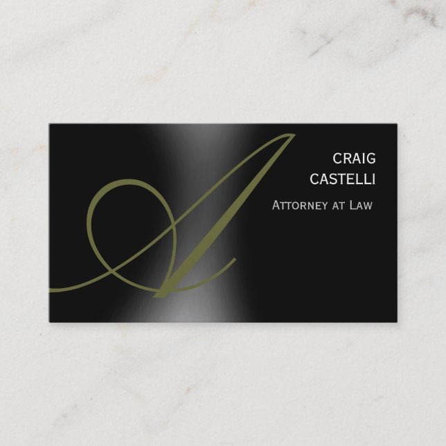 Trendy Monogram Attorney Law Business Card (Front)