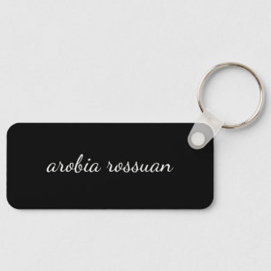 Trendy Monogram Black Script Personalized Design Key Ring
