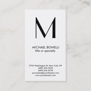 Trendy Monogram Black White Vertical Business Card