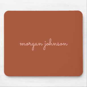 Trendy Monogram   Burnt Orange + Blush Script Name Mouse Mat