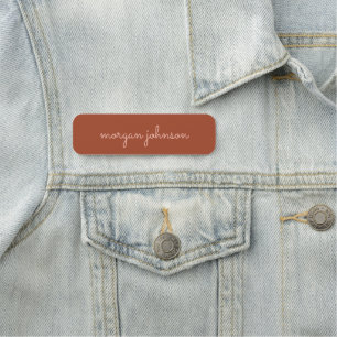 Trendy Monogram   Burnt Orange + Blush Script Name Name Tag