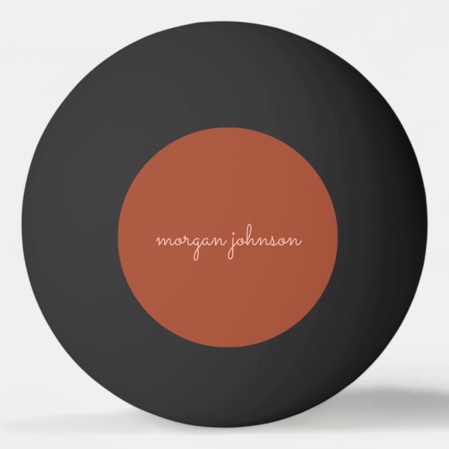 Trendy Monogram | Burnt Orange + Blush Script Name Ping Pong Ball (Front)