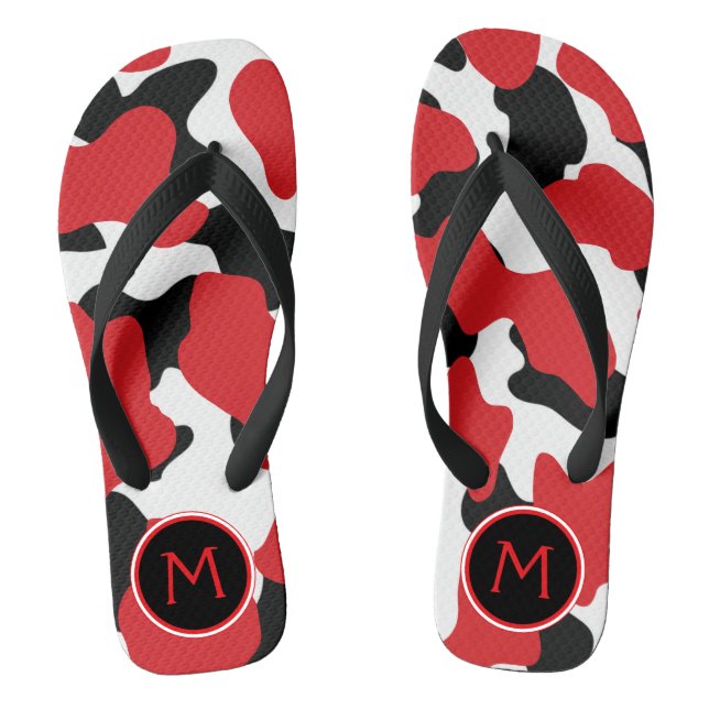 Trendy Monogram Cow Print Flip Flops (Footbed)