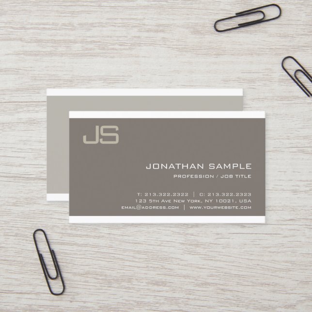 Trendy Monogram Design Modern Professional Luxury Business Card (Front/Back In Situ)