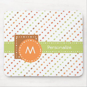 Trendy Monogram Dotted Stripes With Name Mouse Mat
