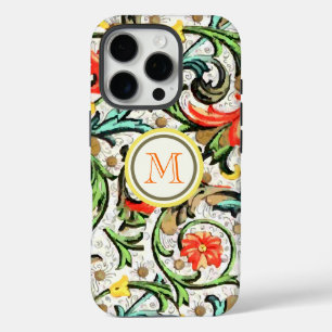 Trendy Monogram Floral Vintage Damask iPhone 16 Pro Case