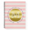 Trendy Monogram Gold Glitter Blush Pink Stripes