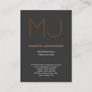 Trendy Monogram Grey Sport Personal Trainer Business Card