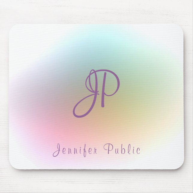 Trendy Monogram Handwritten Text Colourful Templat Mouse Mat (Front)