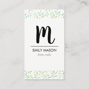 Trendy Monogram / Leaves and Branches Business Card