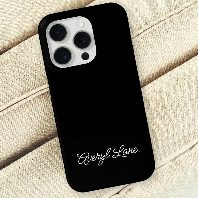Trendy Monogram Modern Black Script Elegant Name Case-Mate iPhone Case (Creator Uploaded)