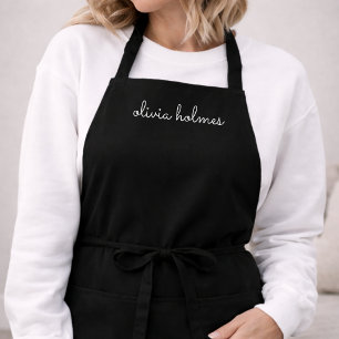 Trendy Monogram   Modern Black Script Name Apron