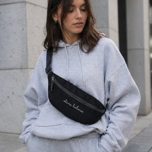 Trendy Monogram   Modern Black Script Name Bum Bags