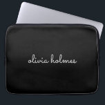 Trendy Monogram | Modern Black Script Name Laptop Sleeve<br><div class="desc">A simple stylish custom monogram design in an informal casual handwritten script typography in striking monochrome black and white. The monogram can easily be personalised to make a design as unique as you are! The perfect trendy bespoke gift or accessory for any occasion.</div>