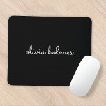 Trendy Monogram | Modern Black Script Name Mouse Mat<br><div class="desc">A simple stylish custom monogram design in an informal casual handwritten script typography in striking monochrome black and white. The monogram can easily be personalized to make a design as unique as you are! The perfect trendy bespoke gift or accessory for any occasion.</div>