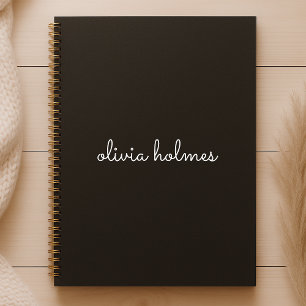 Trendy Monogram   Modern Black Script Name Planner
