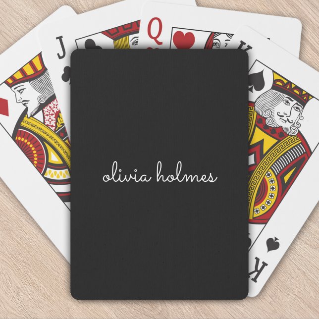 Trendy Monogram | Modern Black Script Name Playing Cards (Creator Uploaded)