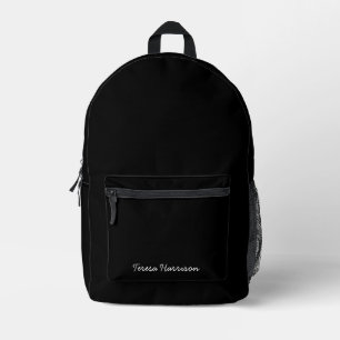 Trendy Monogram Modern Black Script Name Printed Backpack