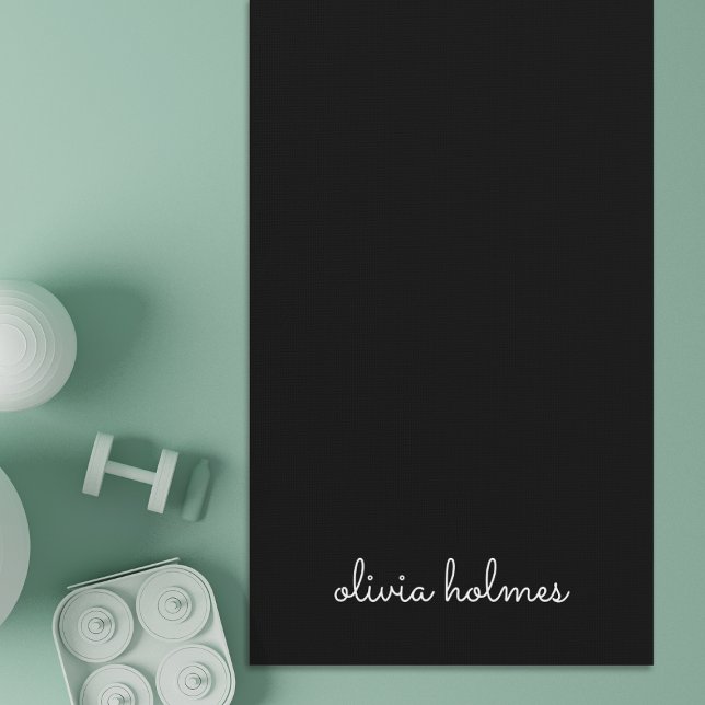 Trendy Monogram | Modern Black Script Name Yoga Mat (Creator Uploaded)