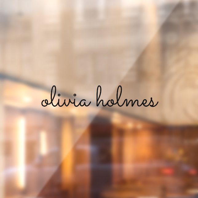 Trendy Monogram | Modern Black Script Nameplate Window Cling (Sheet 2)