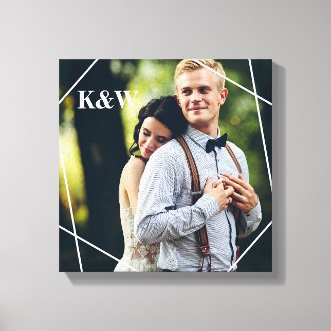 Trendy Monogram Photo Canvas Print (Front)