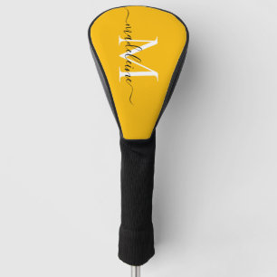 Trendy Monogram Pineapple Yellow & Black Golf Head Cover
