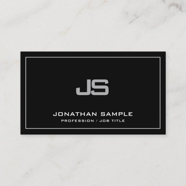 Trendy Monogram Plain Modern Clean Elegant Business Card (Front)