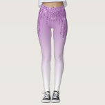 trendy monogram purple glittering leggings<br><div class="desc">elegant white and purple glitter . The text features can be customised.</div>