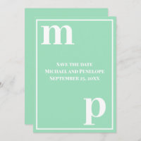 Trendy Monogram Sea Foam Green Save the Date