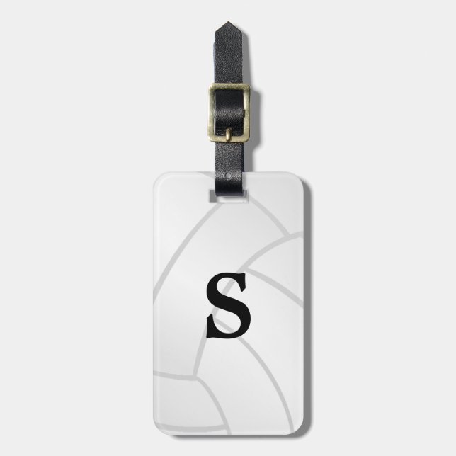 Trendy Monogram Volleyball Luggage Tag (Front Vertical)