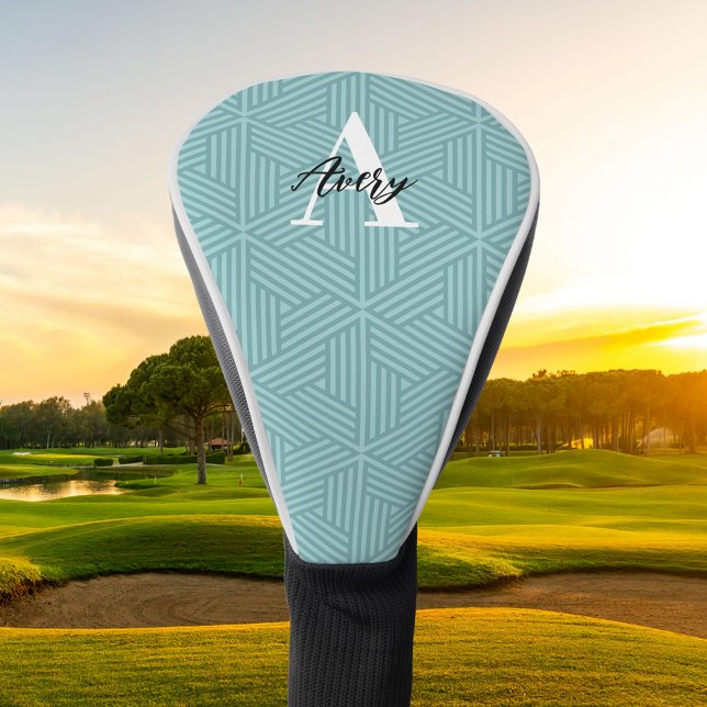 Trendy Monogram with Script Name Overlay Golf Head Cover (Creator Uploaded)