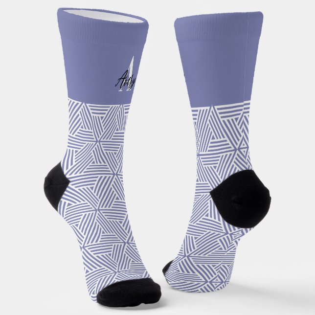Trendy Monogram with Script Name Overlay Socks (Angled)